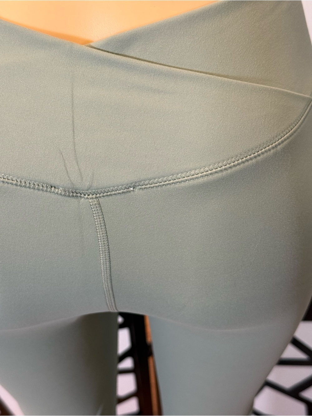 TicToc Crossover Waist Band Flare Leggings. Sage color. NWT - Picture 6 of 8